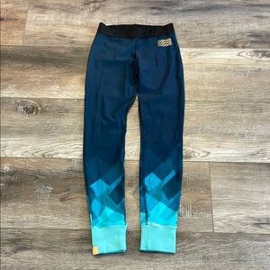 High Waist Blue Ombré Leggings for Active Wear